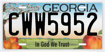 GA license plate CWW5952