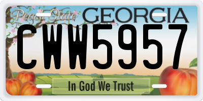 GA license plate CWW5957