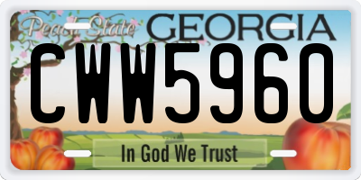 GA license plate CWW5960