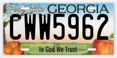 GA license plate CWW5962