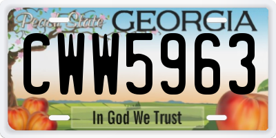 GA license plate CWW5963
