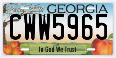 GA license plate CWW5965