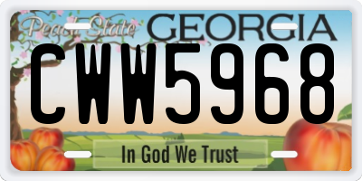 GA license plate CWW5968