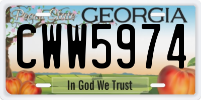 GA license plate CWW5974