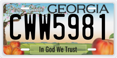 GA license plate CWW5981
