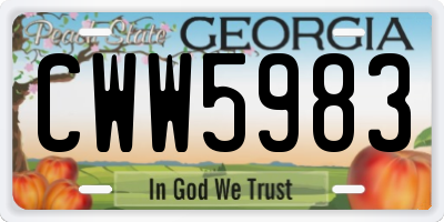 GA license plate CWW5983