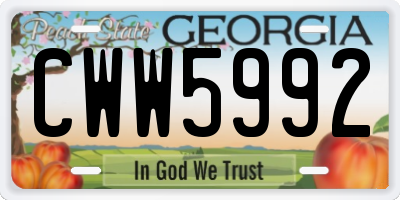 GA license plate CWW5992