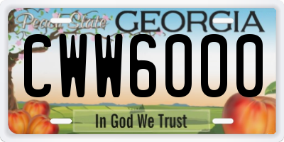 GA license plate CWW6000