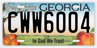GA license plate CWW6004