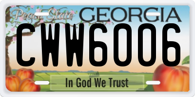 GA license plate CWW6006