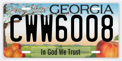 GA license plate CWW6008