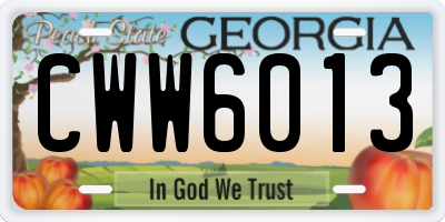 GA license plate CWW6013