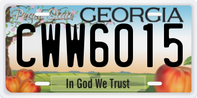 GA license plate CWW6015