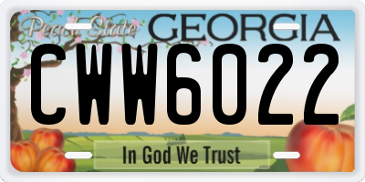 GA license plate CWW6022