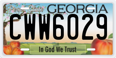 GA license plate CWW6029