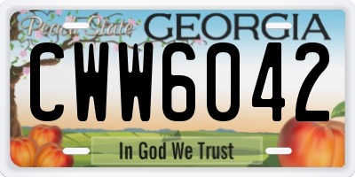 GA license plate CWW6042