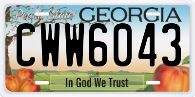 GA license plate CWW6043
