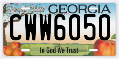 GA license plate CWW6050