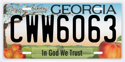 GA license plate CWW6063