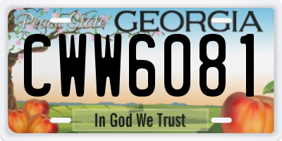 GA license plate CWW6081