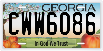 GA license plate CWW6086