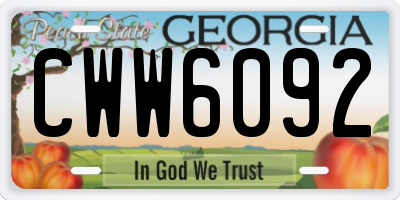 GA license plate CWW6092