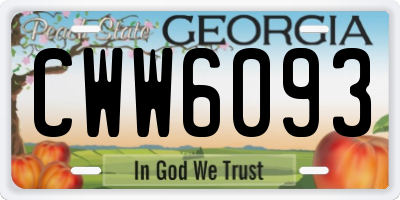 GA license plate CWW6093