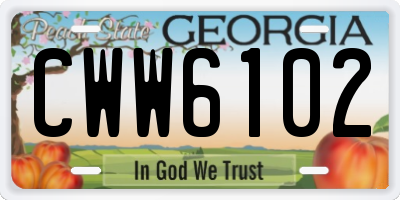 GA license plate CWW6102