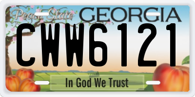 GA license plate CWW6121