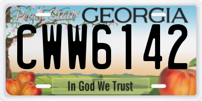 GA license plate CWW6142