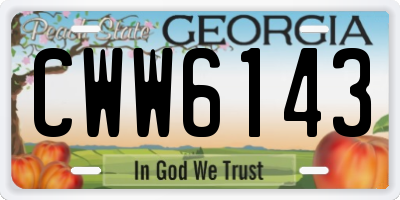 GA license plate CWW6143