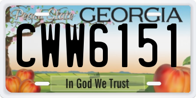 GA license plate CWW6151