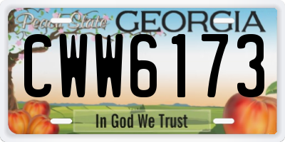 GA license plate CWW6173