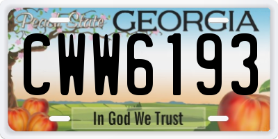 GA license plate CWW6193