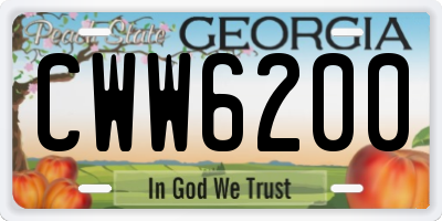 GA license plate CWW6200