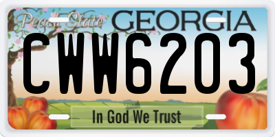 GA license plate CWW6203