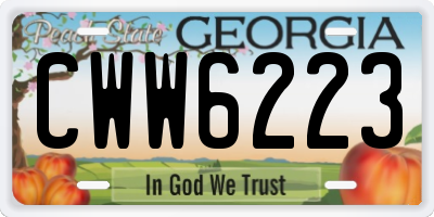 GA license plate CWW6223