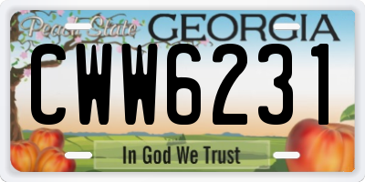 GA license plate CWW6231