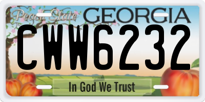 GA license plate CWW6232