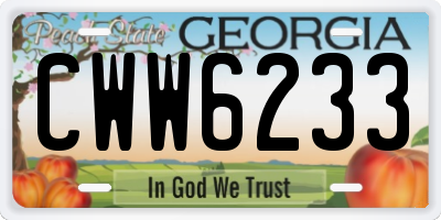 GA license plate CWW6233