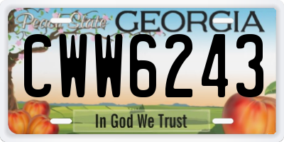 GA license plate CWW6243