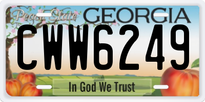 GA license plate CWW6249