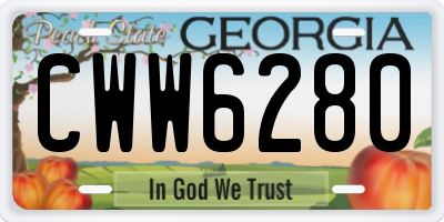 GA license plate CWW6280