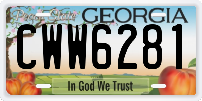 GA license plate CWW6281