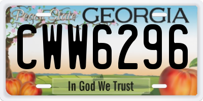 GA license plate CWW6296