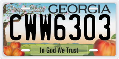 GA license plate CWW6303