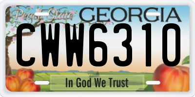 GA license plate CWW6310