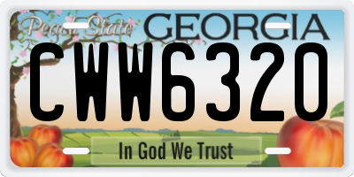 GA license plate CWW6320