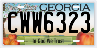 GA license plate CWW6323
