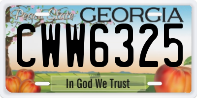 GA license plate CWW6325